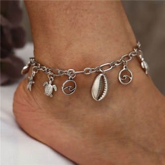 Zeeschildpad Enkel Armbanden Voor Vrouwen Zilver Kleur